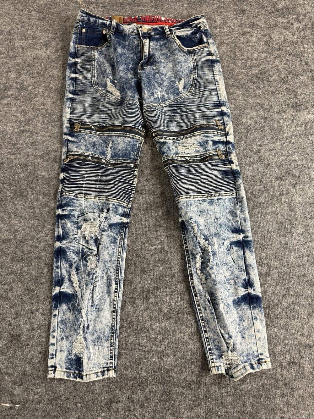 Vintage Americana Jeans Women Size 13/14 Moto Skater Acid Wash Distressed N48